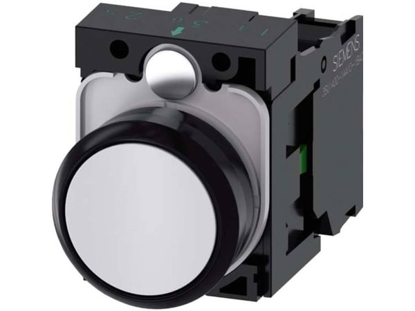 Siemens 3SU11000AB601BA0 3SU1100-0AB60-1BA0 Painike Eturengas muovia, pyöreä Painike Musta, valkoinen 1 kpl 1 kpl