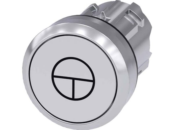 Siemens 3SU10500AB600AB0 3SU1050-0AB60-0AB0 Painike Eturengas metallia, kiiltävä, pyöreä painike hopea, valkoinen 1 kpl