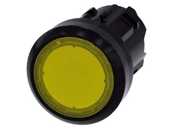 Siemens 3SU10010AA300AA0 3SU1001-0AA30-0AA0 Kevyt painonappi Eturengas muovia, pyöreä Painike Musta, keltainen Paineen vapautus 1 kpl