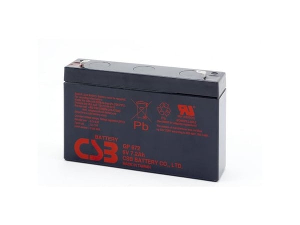 CSB Battery GP 672 standby UPS blybatteri 6 V 7,2 Ah blyfleece (B x H x T) 151 x 101 x 34 mm, flattstift 4,8 mm / 6,35 mm, vedlikeholdsfritt