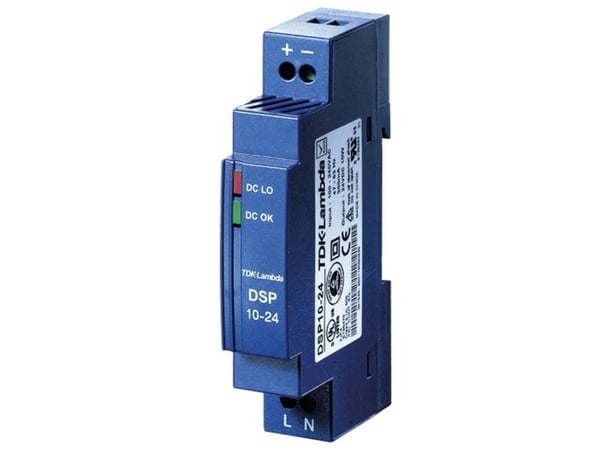 Insys Microelectronics TDK Lambda DSP 10-24, 10 W, 90 - 264 V, 47 - 63 Hz, 80%, UL1310 Class 2 (2), UL508 Listed, UL60950-1, EN60950-1, CE, Sininen