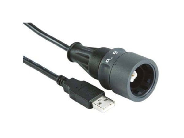 USB-stasjon PXP6040/B/2M00 Type B (låseinnretning) på type A. PXP6040/B/2M00 Bulgin, innhold: 1 stk