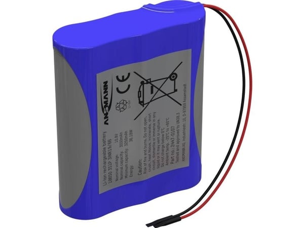 Ansmann 3S1P batteripaket Cellantal: 3 Batteristorlek: 18650 Kabel Litium 10,8 V 3350 mAh