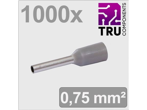 TRU KOMPONENTIT TC-13377196 Kaapelikenkä 0,75 mm² Osittain eristetty Harmaa 1000 kpl