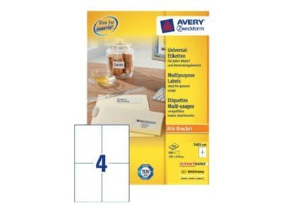 Avery Zweckform Universal - Papir - permanent klebemiddel - hvit - A6 (105 x 148 mm) 800 etikett(r) (200 ark x 4) etikett