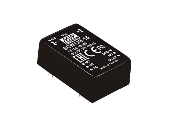 MEAN WELL SCW12B-05, 20,3 mm, 31,8 mm, 12,2 mm, 12 W, 18 - 36 V, 2400 mA