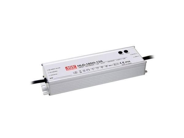 MEAN WELL HLG-185H-12A LED-drivdon, konstant spänning/konstant ström 156 W, 13 A, 12 V/DC, PFC-kopplingskrets, överbelastningsskydd