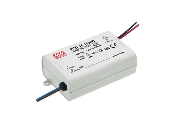 MEAN WELL PCD-16-1050B, Lighting, Innendørs, 180 - 295 V, 16 W, 16 V, AC-to-DC