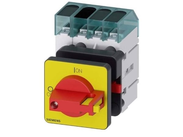 Siemensin kuormakytkin, punainen, keltainen, 4-napainen, 16 mm², 25 A, 690 V/AC, 3LD31500TL13, 4P, IP65, 60 mm, 68 mm, 79 mm, 110 mm