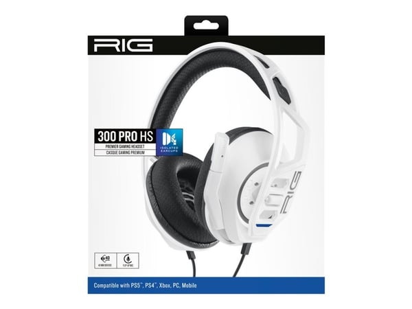 RIG 300 PRO HS - Hodesett - full størrelse - kablet - 3,5 mm jakk - lydisolerende - hvit - for Sony PlayStation 4, Sony PlayStation 5
