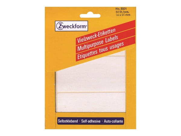 Avery Multi-Purpose Labels 3331 - Selv-adhesiv - hvit - 51 x 98 mm 84 stk merkelapper Avery Multi-Purpose Labels 3331 - Selv-adhesiv - hvit - 51 x 98 mm 84 stk merkelapper