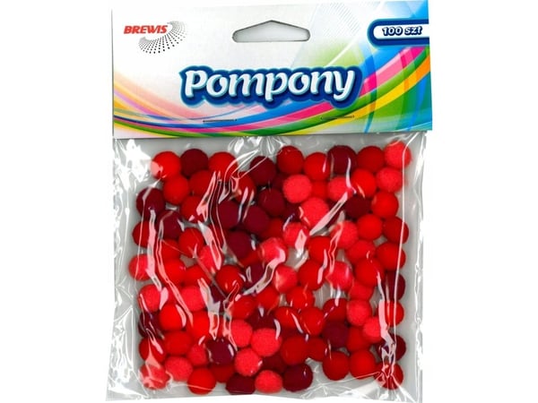 BREWIS pomponer POM10 1 cm rød (toner) 100 stk