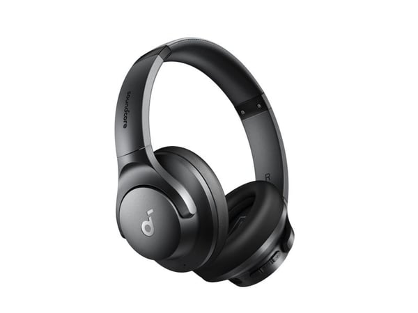 Soundcore Q20i - Hodetelefoner med mikrofon - full størrelse - Bluetooth - trådløs, kablet - aktiv støydemping - 3,5 mm jakk - svart