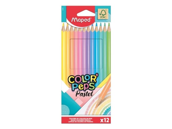 Maped Pastel Collection 832069FC, Grafittblyant, Flerfarget, Tre, Trekant, Assorterte farger, Pastell, Blister