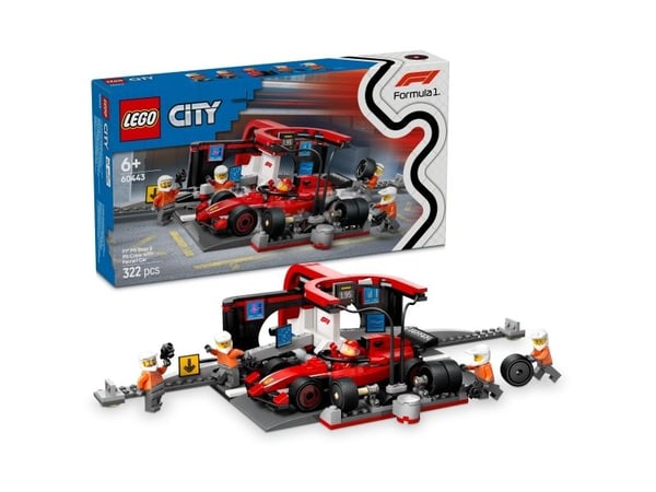 LEGO City 60443 F1-depotstopp og -team med Ferrari-bil