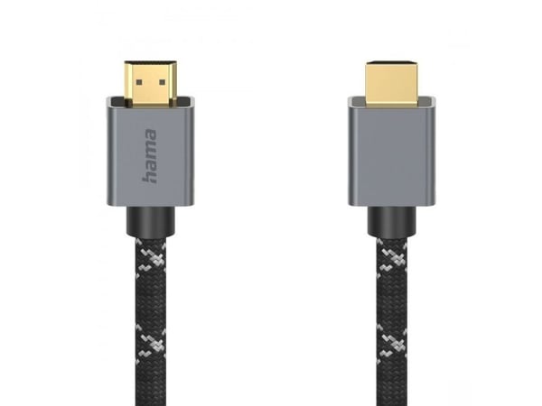 Hama Prime Line - Ultra High Speed - HDMI-kabel med Ethernet - HDMI hann til HDMI hann - 2 m - dobbeltisolert - gråsvart - støtte for 8K UHD (7680 ...