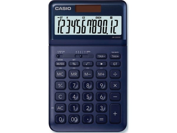 Casio JW-200SC - Skrivebordskalkulator - 12 sifre - solpanel, batteri - marineblå