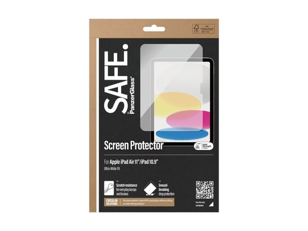PanzerGlass SAFE. av ® Skjermbeskyttelse iPad Air 11'''' (2024) | iPad 10.9'''' | Ultra-Wide Fit, polyetylentereftalatfolie (PET), 30 g, 1 stk.