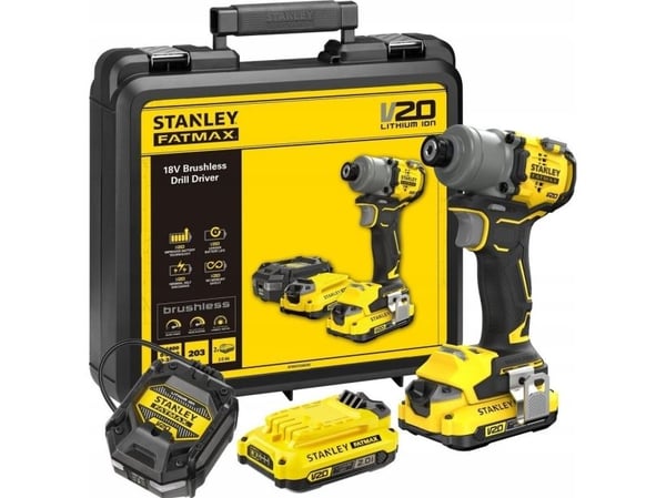 Stanley SFMCF830D2K-QW, Slagtrekker, Pistolhåndtak, 1/4", Svart, Gult, Børsteløs, 3200 RPM