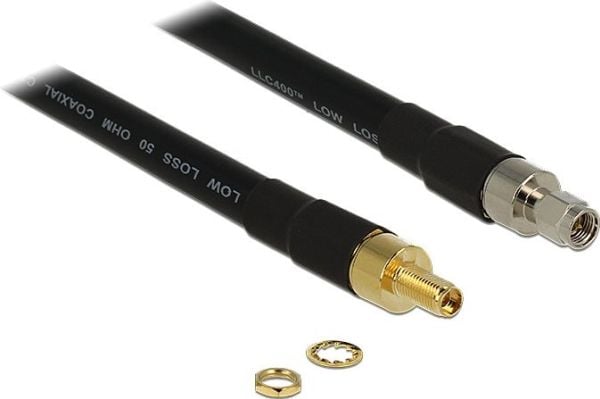 Delock - Antennekabel - SMA hun til SMA han - 40 cm - koaksial - sortti