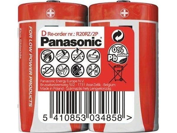 Panasonic Akut / ladattavat akut FOTO <<<< Panasonic-digitaalikamerat, Panasonic R20RZ akut | 2 kpl | kutistepakkaus (R20RZ/2P) - C0005049