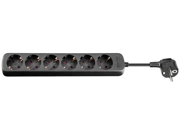 goobay - Effektband - AC 230 V - 3680 Watt - ingång: power CEE 7/7 - utgångskontakter: 6 (CEE 7/4) - 5 m sladd - svart