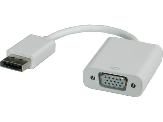 ROLINE DisplayPort-VGA Adapter, M/F, VGA (D-Sub), DisplayPort, Hankjønn, Hunkjønn, Hvit, 150 mm