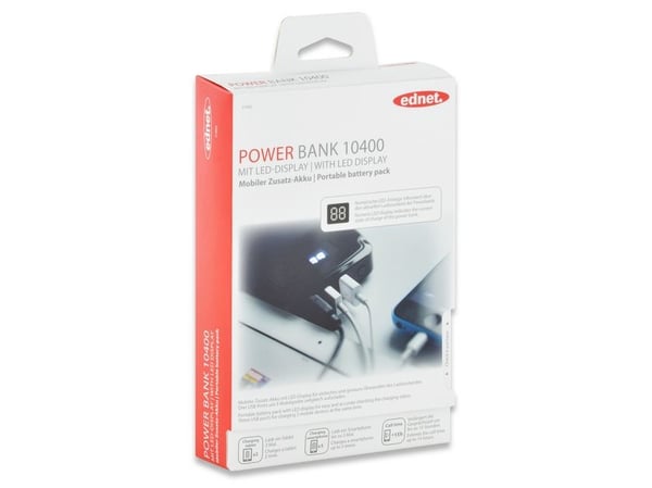 Ednet 31892, 10400 mAh, Lithium-Ion (Li-Ion), Sort