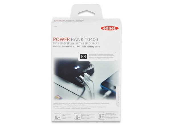 Ednet 31892, 10400 mAh, Lithium-Ion (Li-Ion), Sort