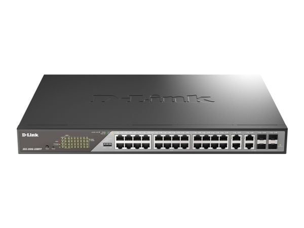 D-Link DSS 200G-28MPP - Switch - Styrt - 24 x 10/100/1000 (PoE) + 4 x kombo-SFP - rackmonterbar - PoE (518 W)