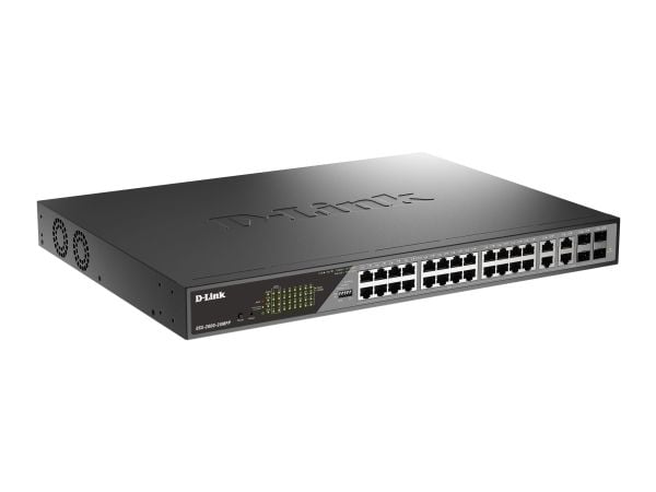 D-Link DSS 200G-28MPP - Switch - Styrt - 24 x 10/100/1000 (PoE) + 4 x kombo-SFP - rackmonterbar - PoE (518 W)