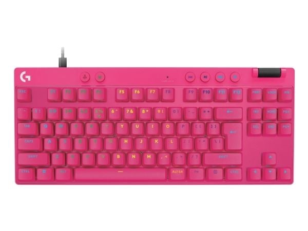 Logitech G PRO X TKL RAPID, Langallinen, USB, Magnetic-mechanical key switch, QWERTY, LED, Vaaleanpunainen