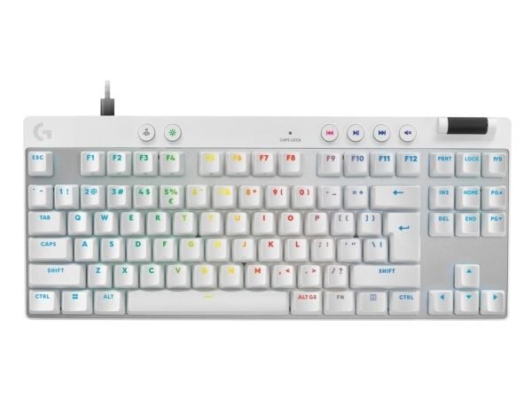 Logitech G PRO X TKL RAPID, Langallinen, USB, Magnetic-mechanical key switch, QWERTY, LED, Valkoinen