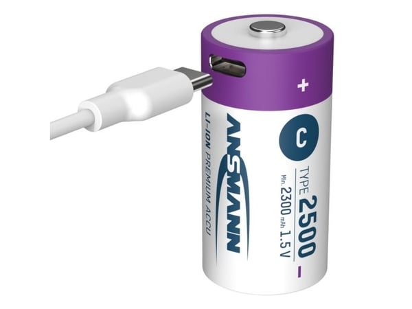 Ansmann 1313-0004, Oppladbart batteri, C, Lithium-Ion (Li-Ion), 1,5 V, 2 stykker, 2300 mAh