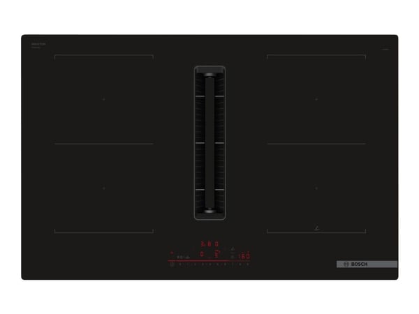 Bosch Serie | 6 PVQ811H26E - Induktionshäll - 4 kokplattor - Fördjupning - bredd: 75 cm - djup: 49 cm - Klass B - ramlös - svart med nedåtriktat ut...
