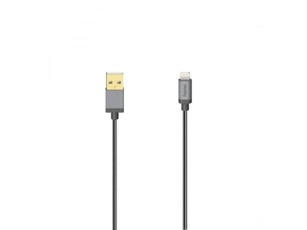 Hama Prime Line - Lightning-kabel - USB hann til Lightning hann - 75 cm - dobbeltisolert - antrasitt, svart/sølv