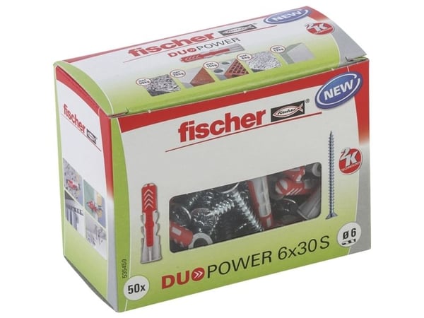 Fischer DUOPOWER 6x30 S LD 2-komponents råplugg 30 mm 6 mm 535459 50 st
