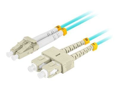 Lanberg - Koblingskabel - LC/UPC-multimodus (hann) til SC/UPC-multimodus (hann) - 1 m - 3 mm - fiberoptisk - dupleks - 50 / 125 mikroner - OM3 - ha...