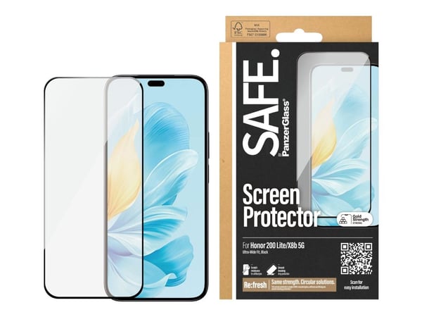PanzerGlass SAFE. by ® Näytönsuoja Honor 200 Lite 5G | X8b | Ultra-Wide Fit, Huawei, Huawei, Huawei - Honor 200 Lite 5G, Huawei - Honor X8b, Kuiva-...