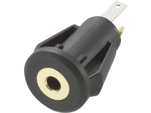 TRU COMPONENTS 716853 jackplugg 2,5 mm tilkobling innfelt vertikal poltal: 3 stereo sort 1 stk