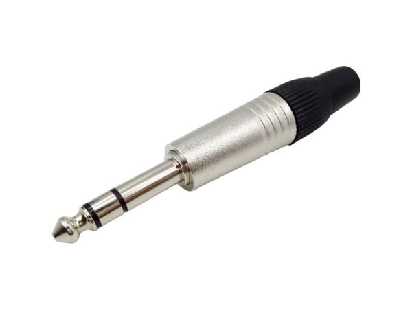 TRU COMPONENTS jackplugg 6,35 mm (rett pol) 3 stereo sølv 1 stk (1408825)