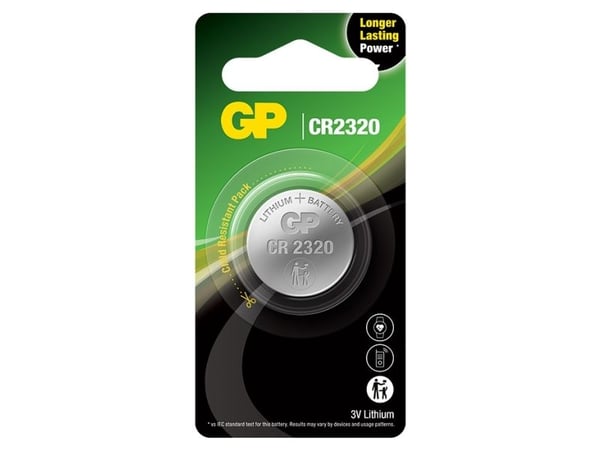 GP Batteries 103237, Engangsbatteri, CR2320, Lithium-Manganese Dioxide (LiMnO2), 3 V, 1 stykker, 10 år