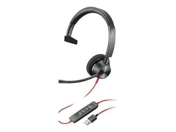 HP Poly Blackwire 3310-M - Blackwire 3300 series - hodesett - on-ear - kablet - USB-C, 3,5 mm jakk - svart - Certified for Microsoft Teams