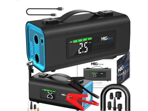 Luxury Jump Starter Booster 54,76Wh PD30W kompressor bilstart, blåser/powerbank