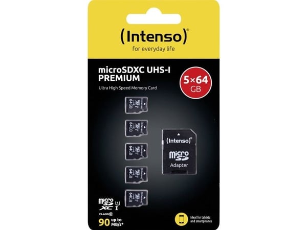 Intenso 3423595, 64 GB, MicroSD, Class 10, UHS-I, 90 MB/s, Class 1 (U1)