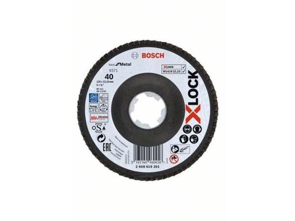 Bosch Best for Metal X571 - Lamellslipskiva - för metall - 125 mm - X-LOCK - grus: 40