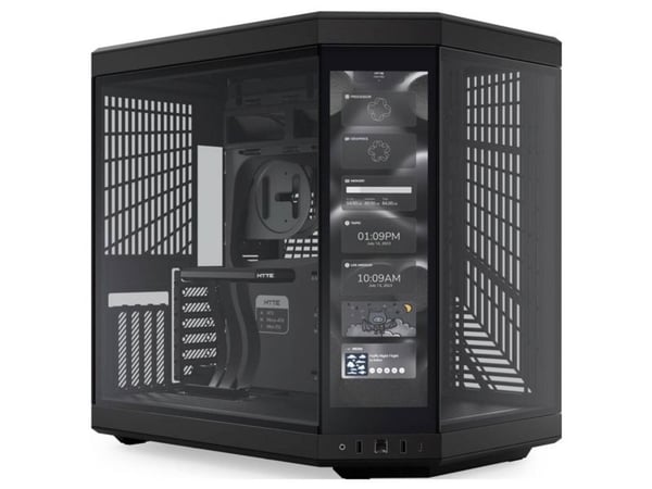 HYTE Y70 Touch - Mid tower - utvidet ATX (E-ATX) - sidepanel med vindu (glass) - ingen strømforsyning (ATX) - svart - USB/lyd