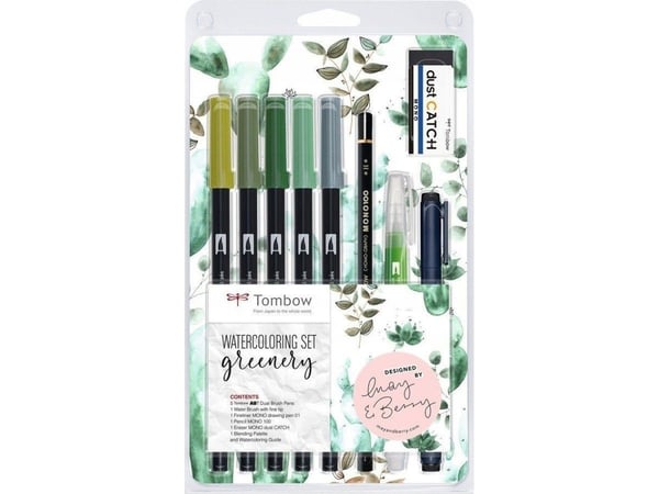 Tombow Marker ABT Dual Brush Akvarelsæt Greenery