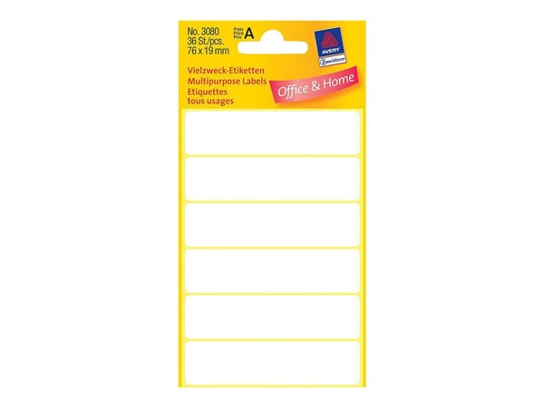 Avery Multi-Purpose Labels Manual Labels - Papir - permanet adhesiv - hvit - 76 x 19 mm 36 etikett(er) merkelapper