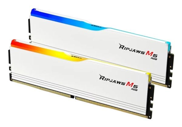 G.Skill Ripjaws M5 RGB - DDR5 - sett - 32 GB: 2 x 16 GB - DIMM 288-pin - 3000 MT/s / PC5-48000 - CL36 - 1.35 V - ikke-bufret - on-die ECC - matt hvit